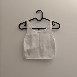 Uniqlo Ribbed Sleeveless Cropped Top - white